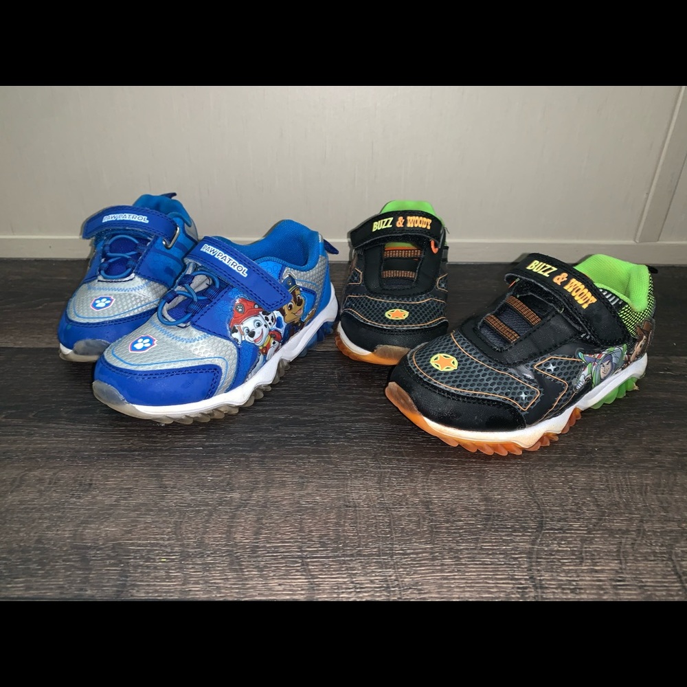 Toddler paw patrol and toy story light up shoes